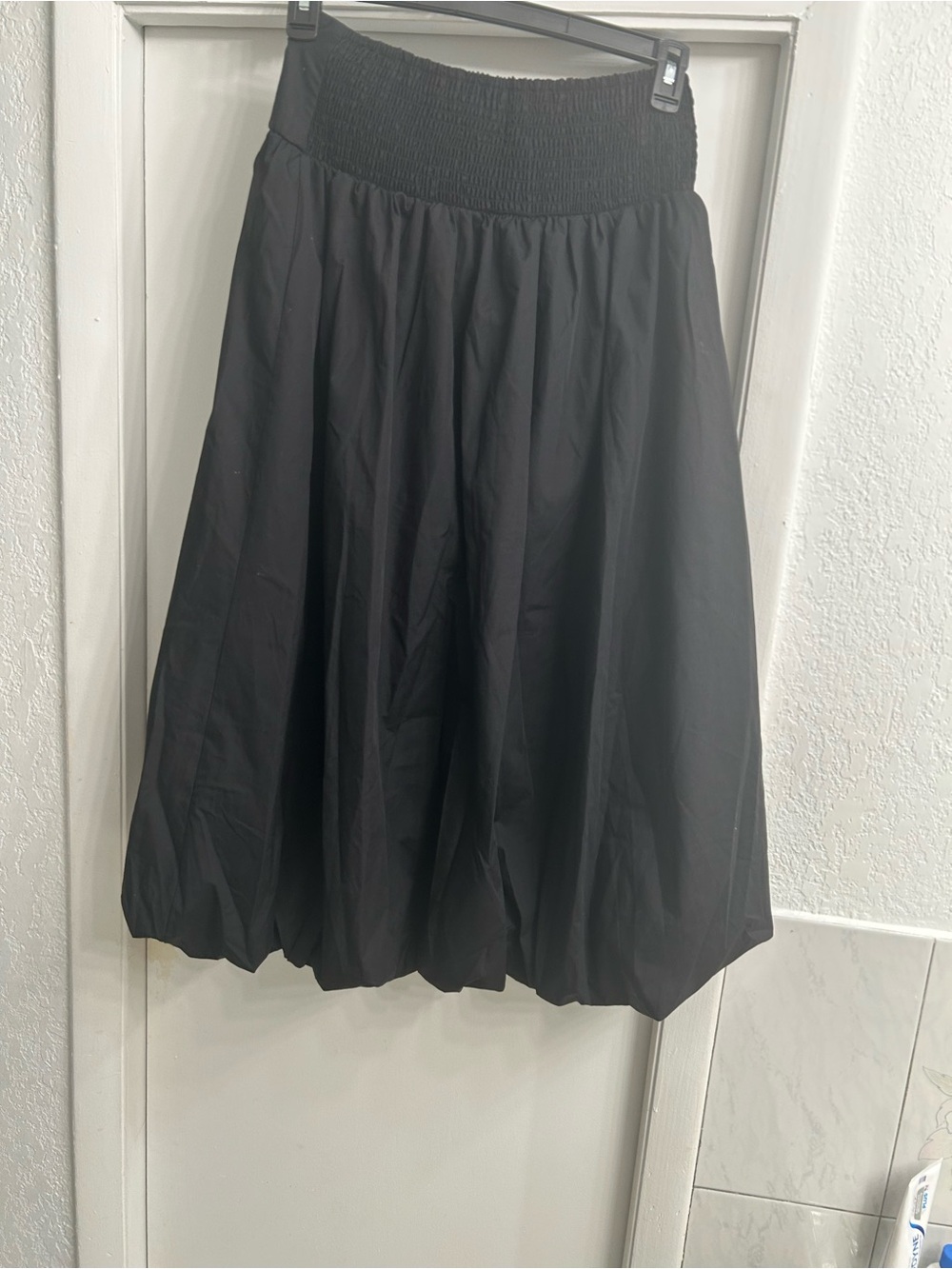 Good Luck Gem Black Smocked Waist A-Line Skirt